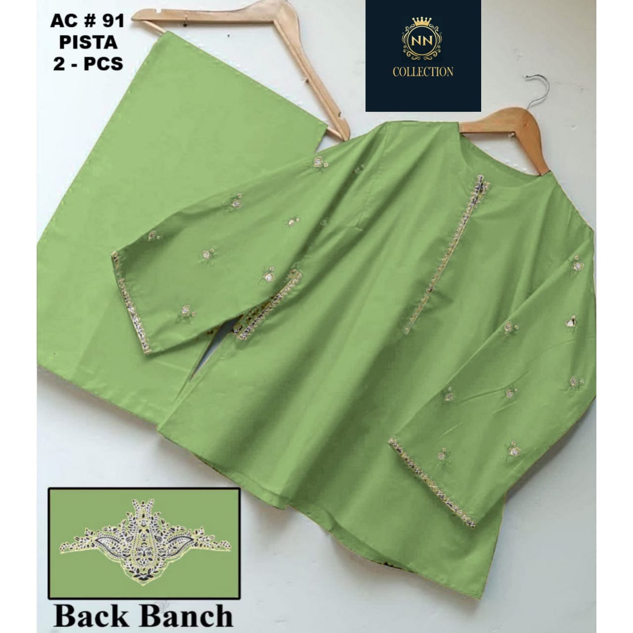 Article Name  Pocket Style 2-Pcs Stiched Suit with Back Bunch Embroidery